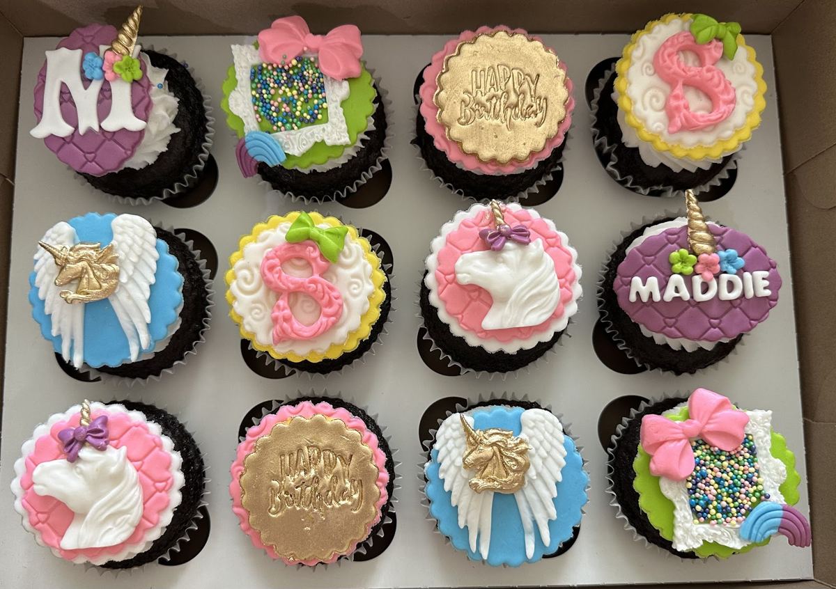 Custom unicorn cupcakes from BabyCakes Café
